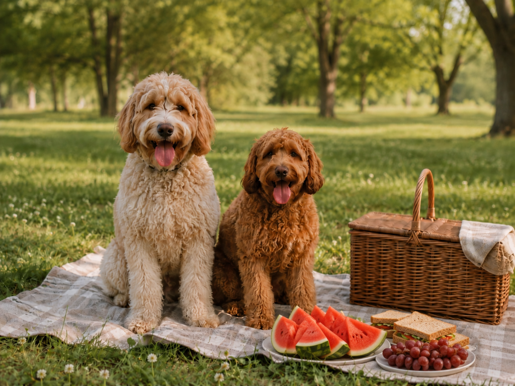 dogs at a picnic