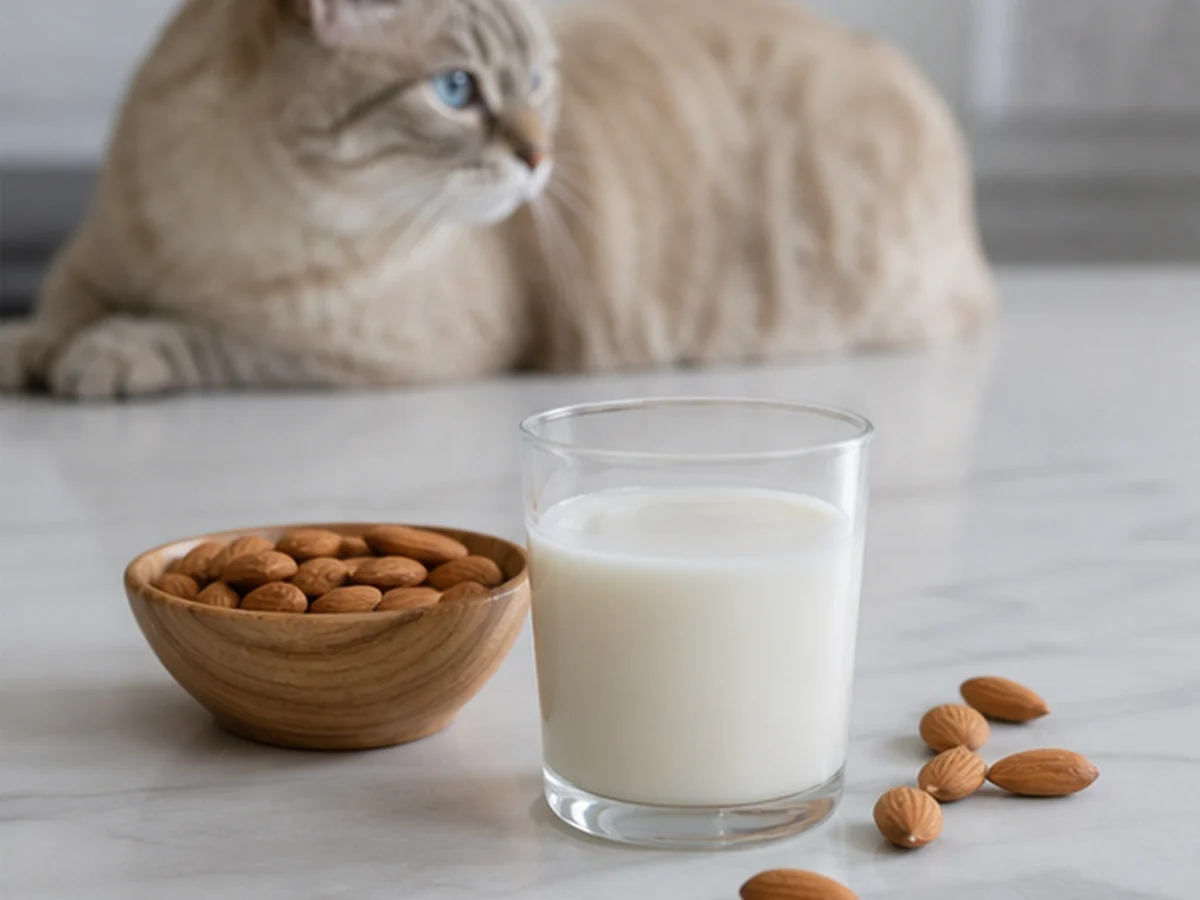 Almond Milk arranged in a natural kitchen scene