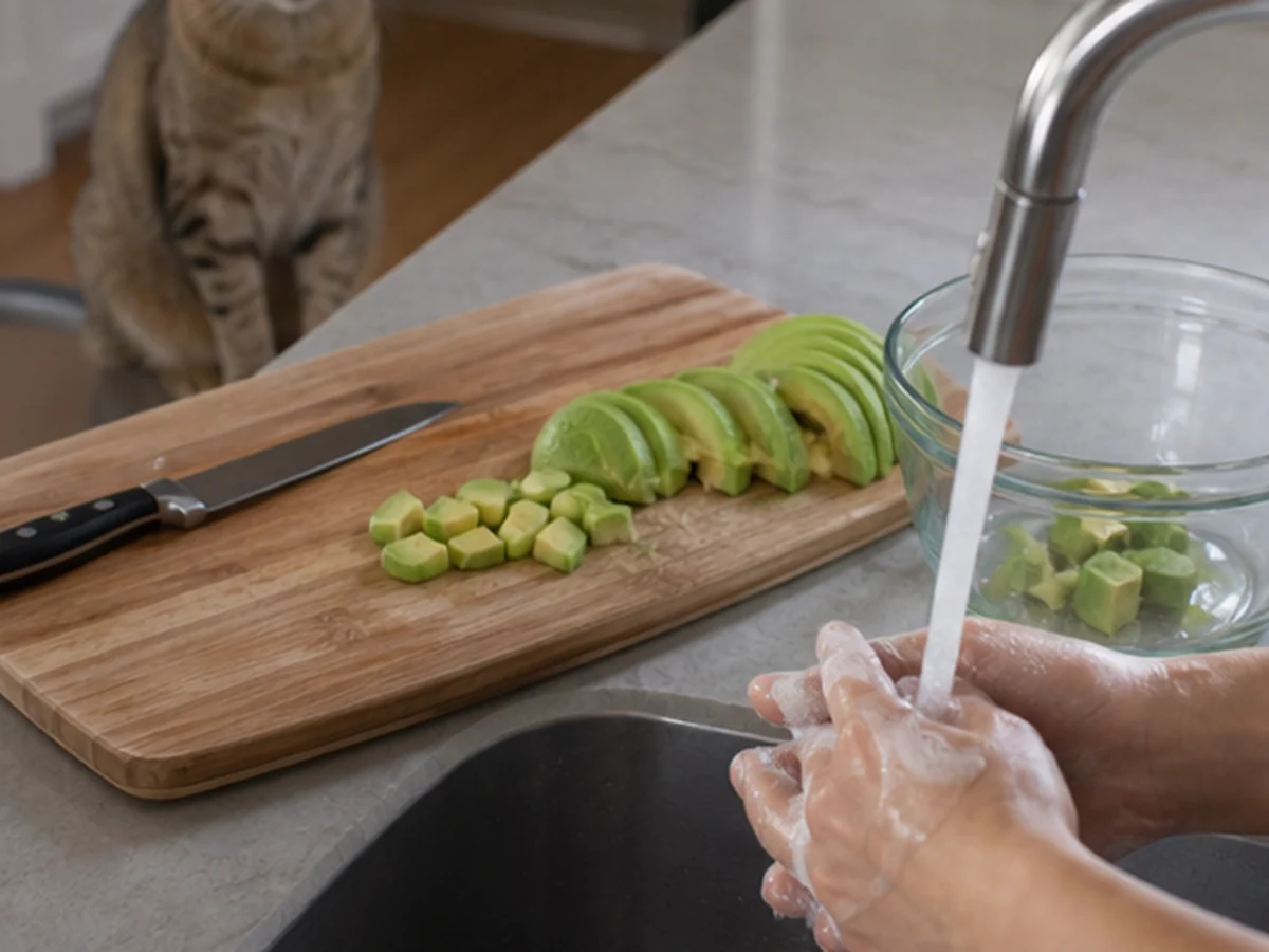 Secure kitchen storage scene involving avocado