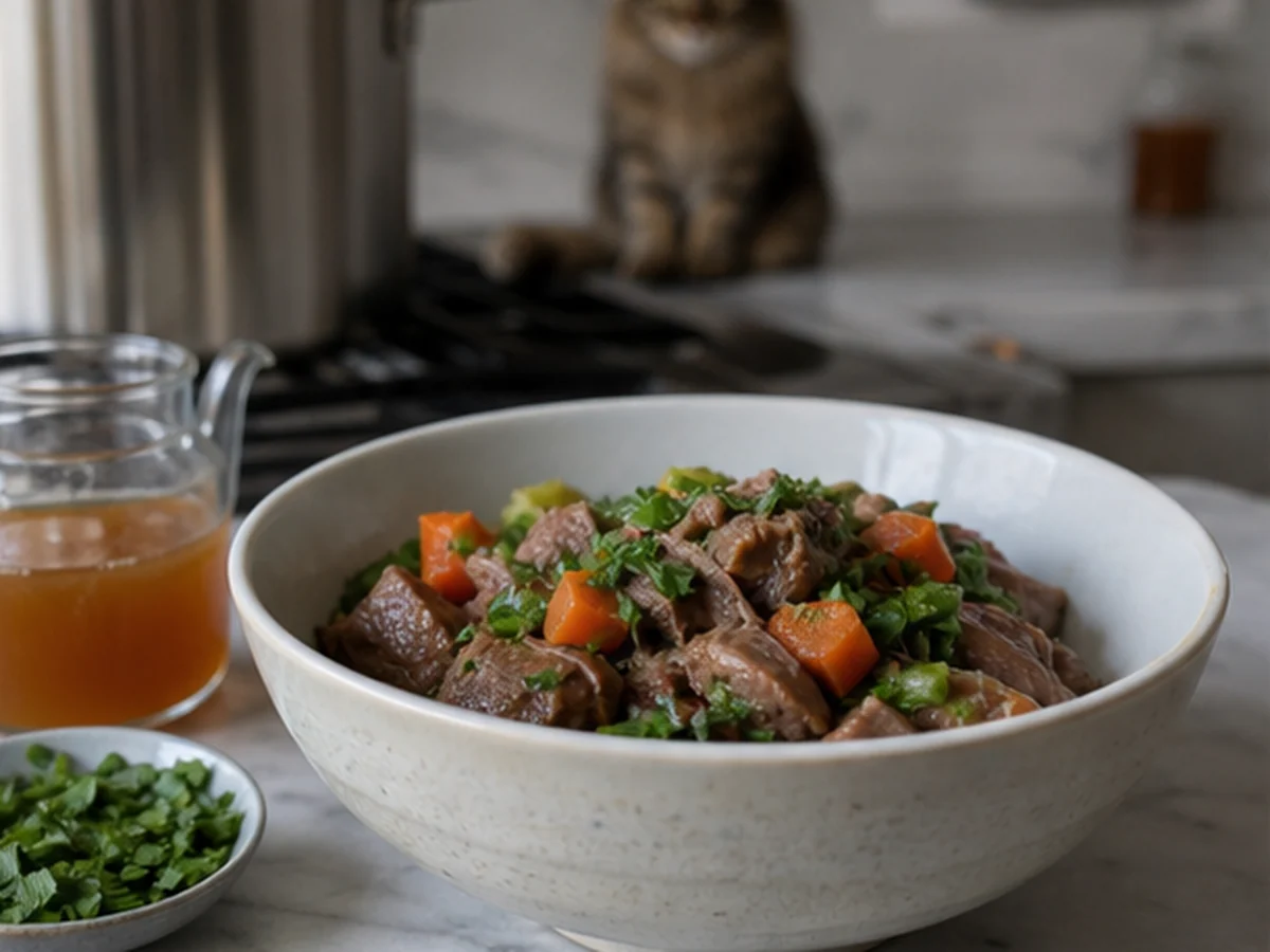 Beef Broth arranged in a natural kitchen scene
