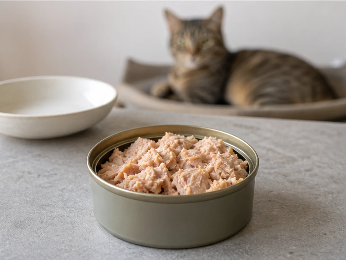 Canned Tuna arranged in a natural kitchen scene