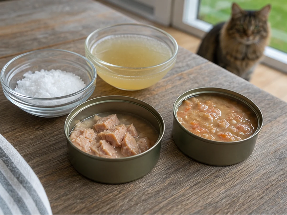 Canned Tuna arranged in a natural kitchen scene