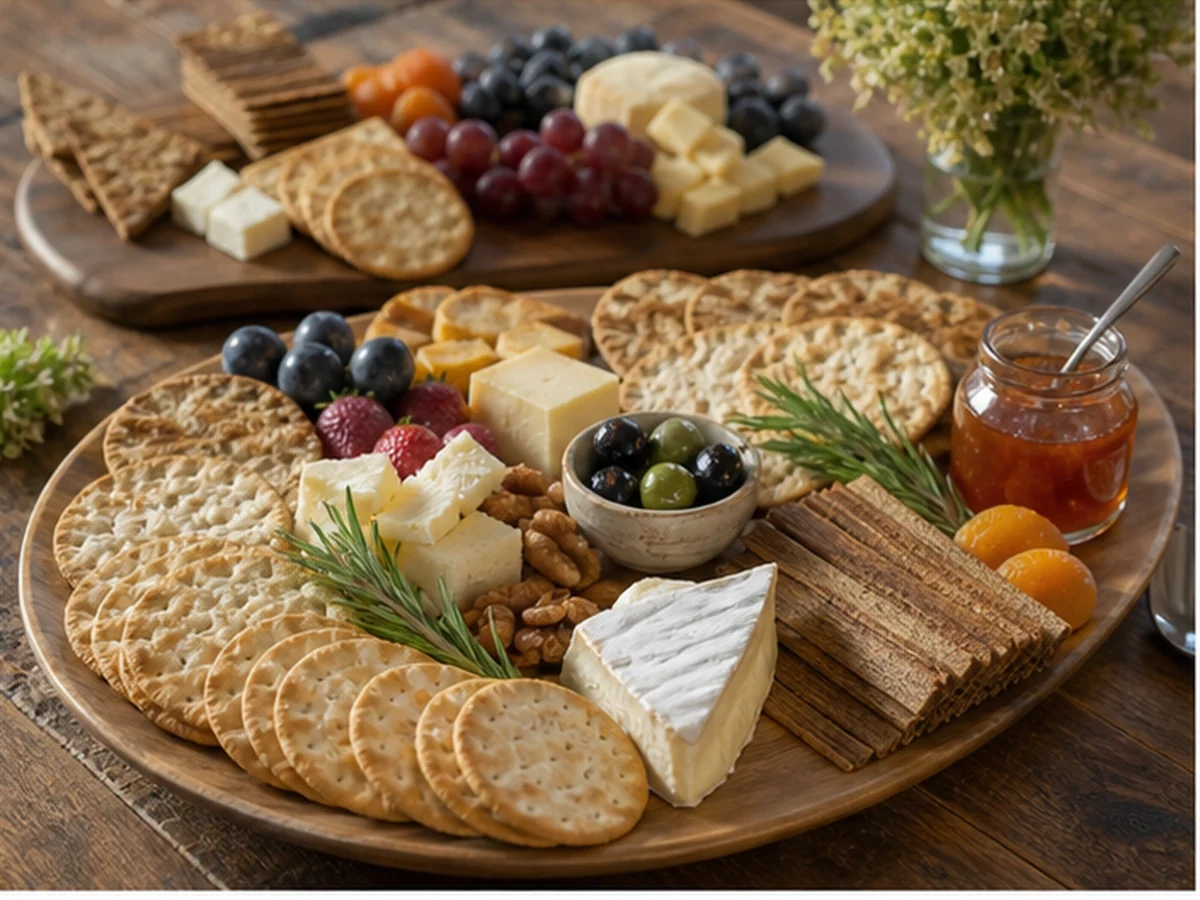Crackers arranged in a natural kitchen scene