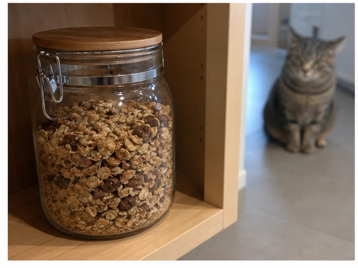 Cat safely separated from figs in a household scene about what to do after fig access