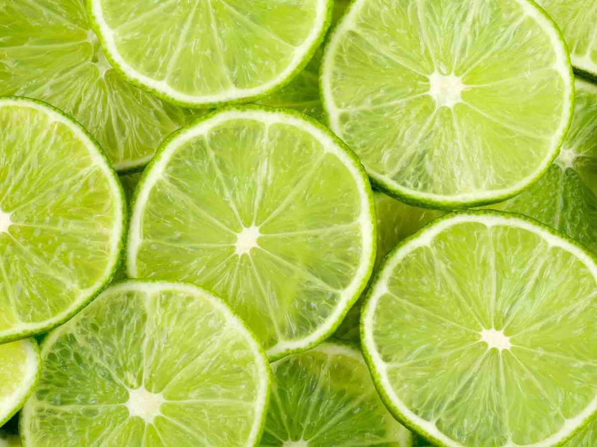 Overlapping lime slices filling the frame