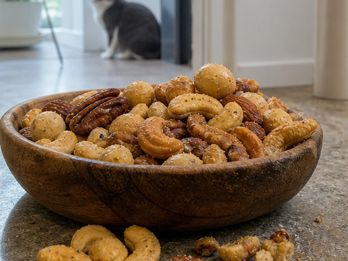 Macadamia Nuts arranged in a natural kitchen scene