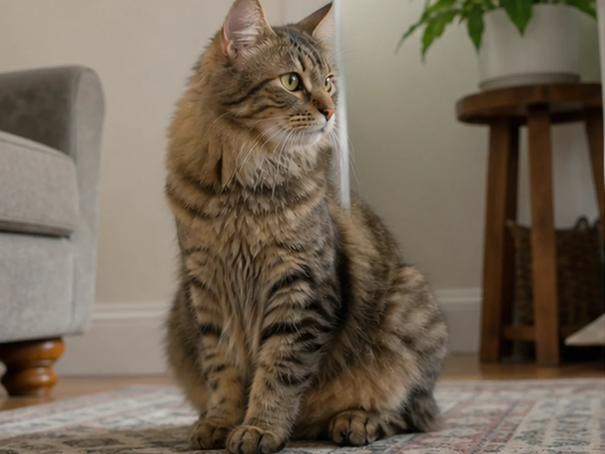 Cat kept behind a kitchen scene involving mint