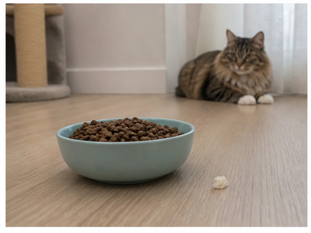 Cat safely separated from mozzarella in a household scene about after one known plain crumb