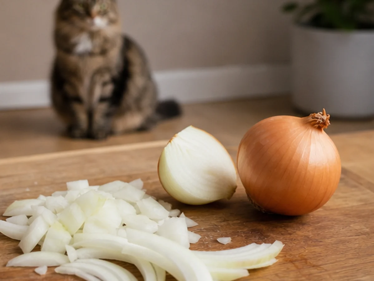 Onions arranged in a natural kitchen scene