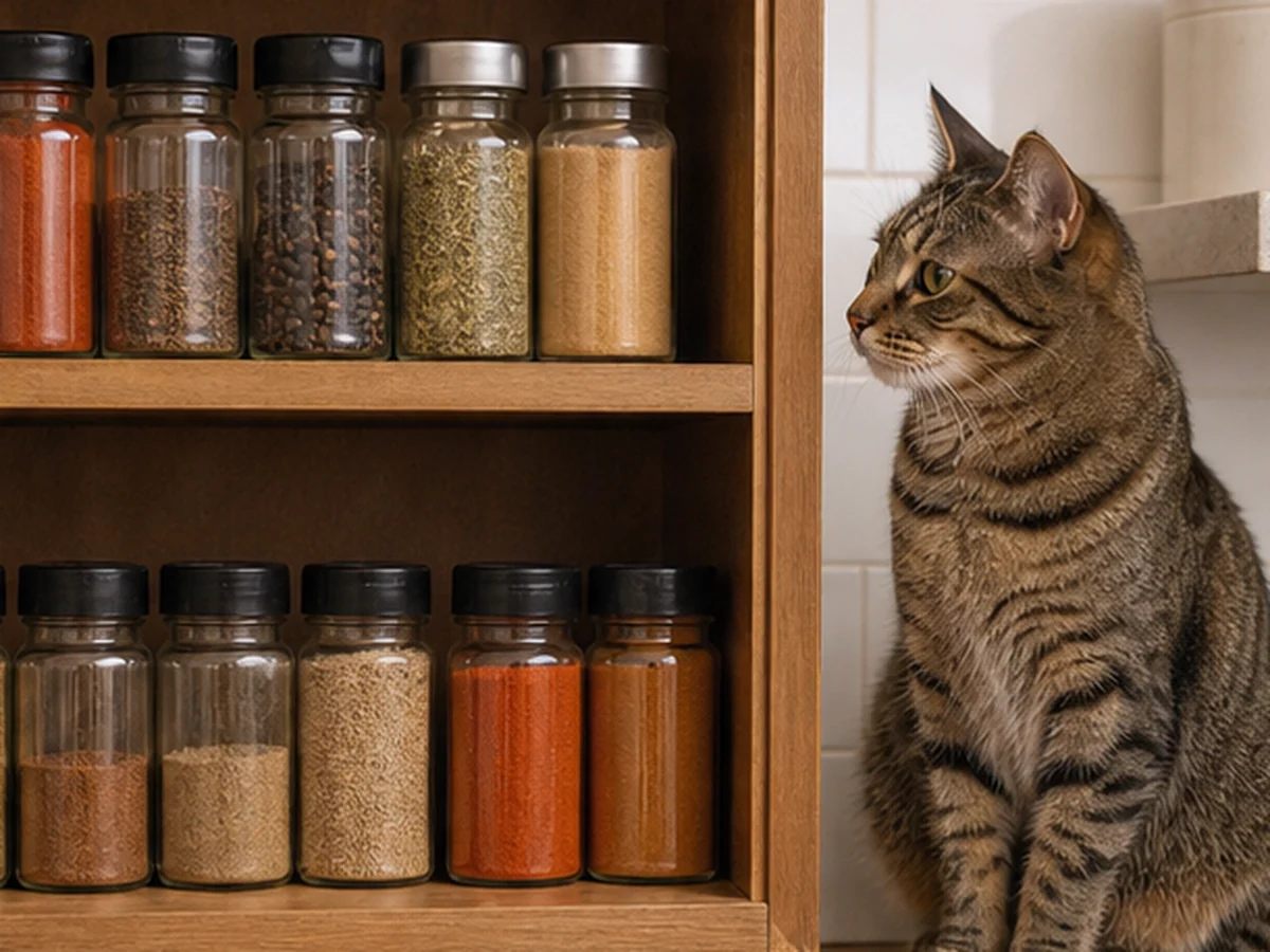 Secure kitchen storage scene involving paprika
