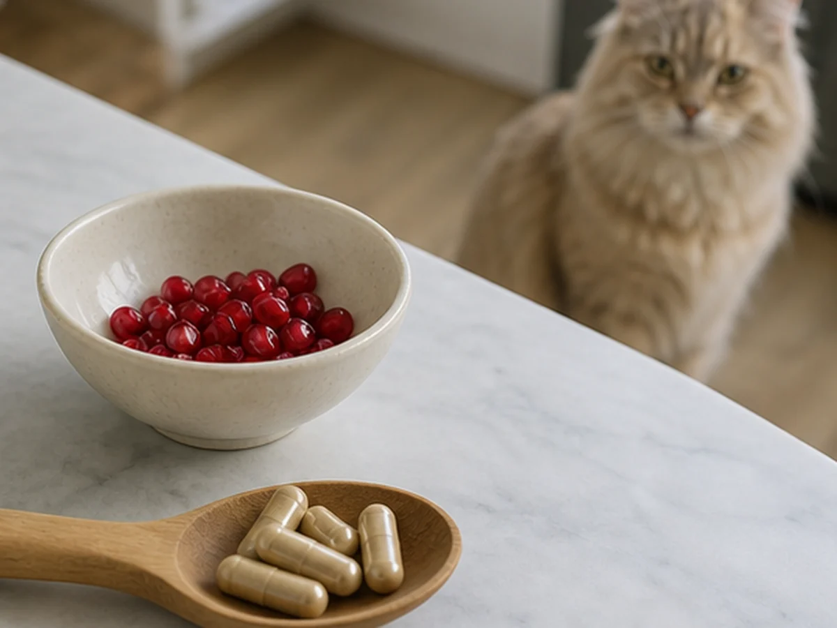 Unbranded household products beside pomegranate