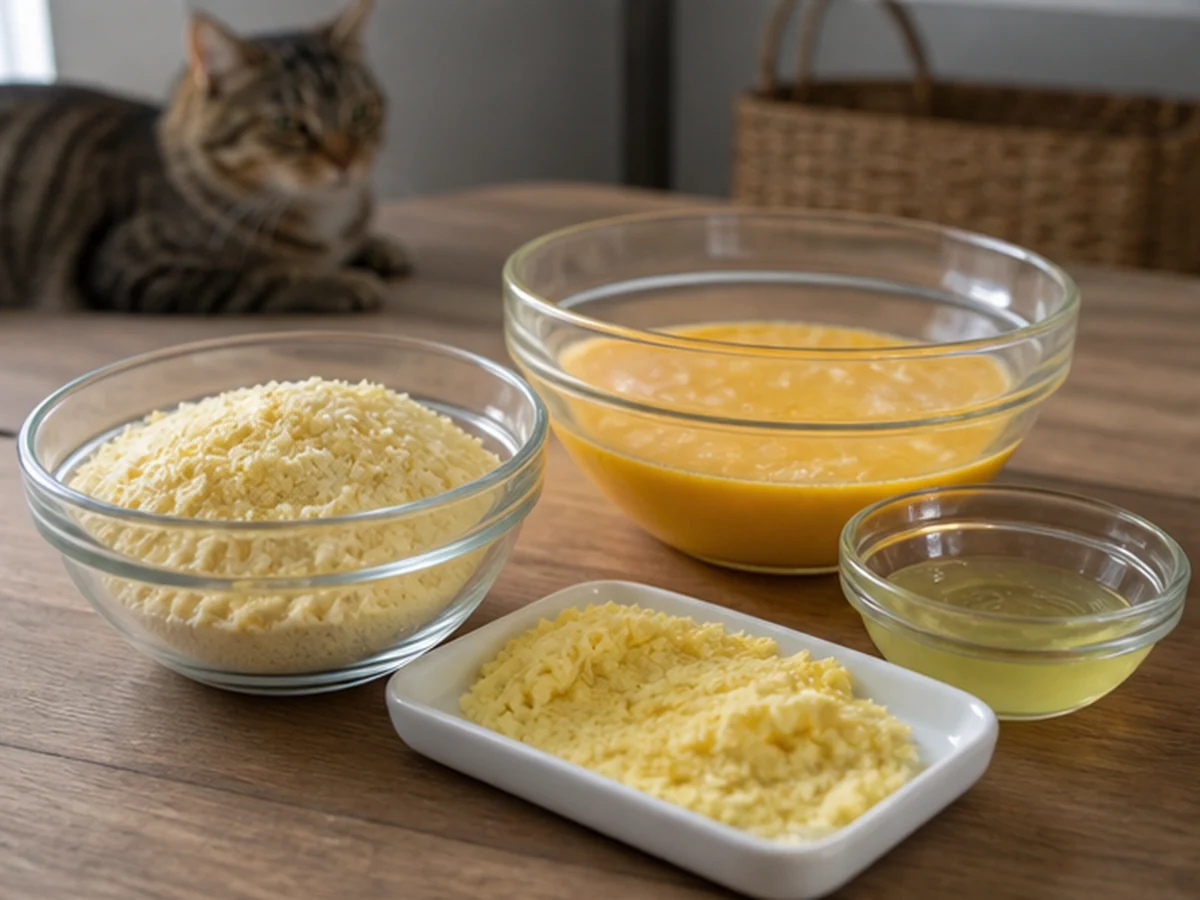 Scrambled Eggs arranged in a natural kitchen scene