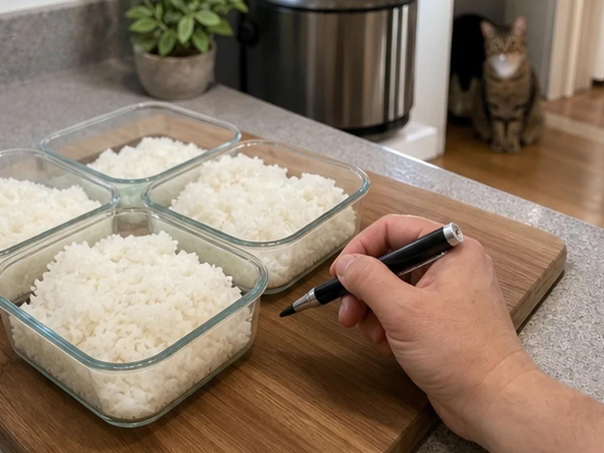White Rice arranged in a natural kitchen scene