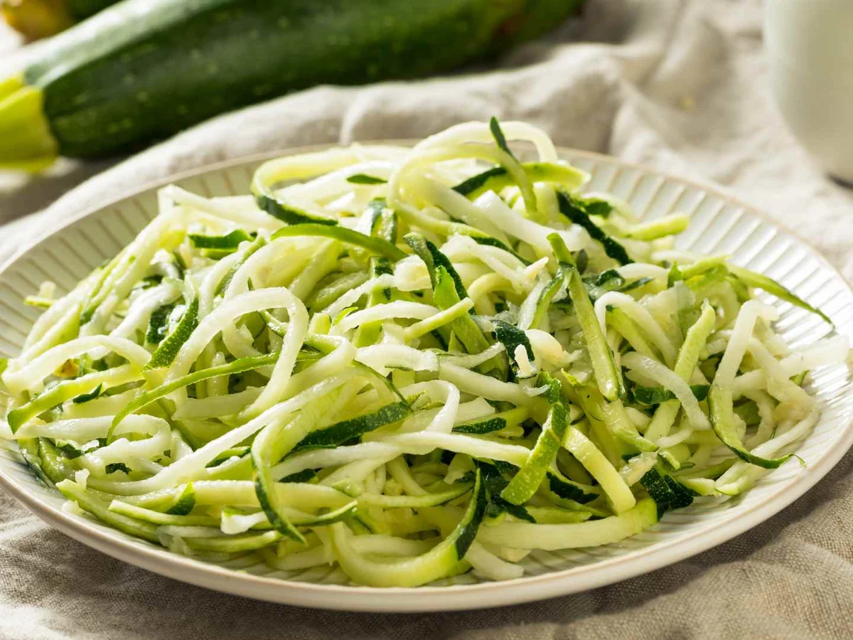 A plate of spiralized zucchini noodles