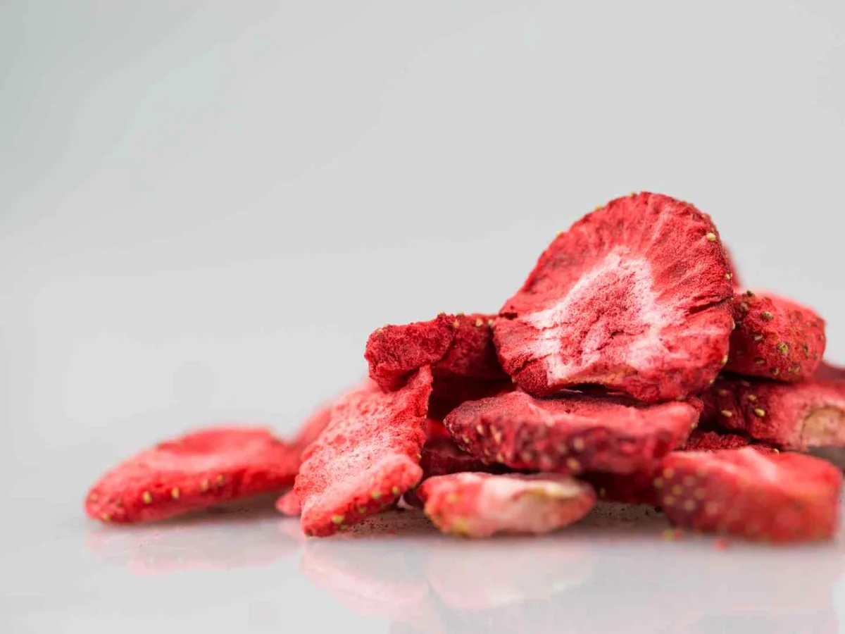 A small pile of freeze-dried strawberry slices