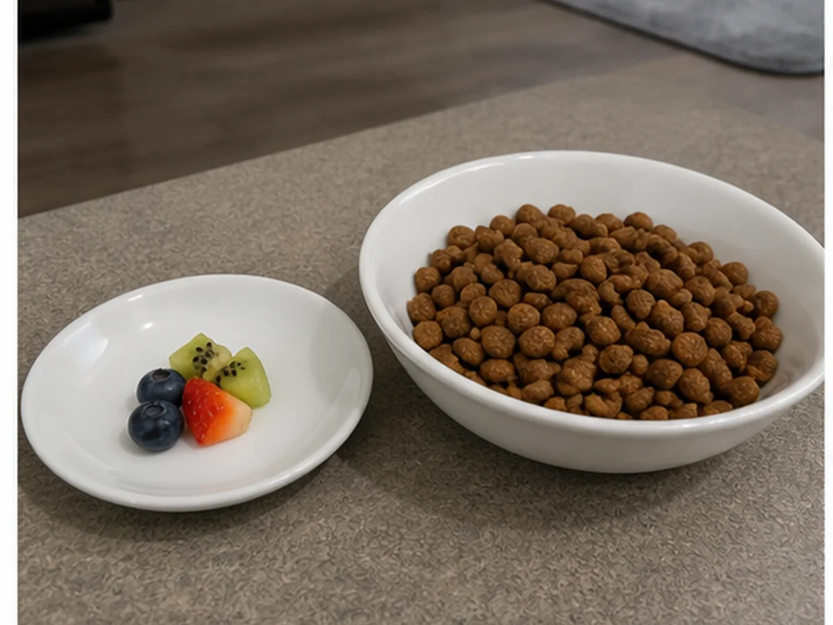 Cat safely separated from fruits can cats eat in a household scene about how much fruit can a cat have